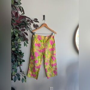 Lilly Pulitzer Vibrant Pink and Green Capris